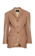 Moda Operandi Anouki Beige Vegan Leather Slim Waist Single Breasted Blazer