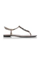 Valentino Jewel Snake-buckle Metallic Leather Sandals