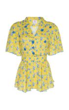 Gl Hrgel Collared Short Sleeve Linen Top