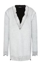 Balmain V-neck Ribbed-knit Plaster Sweater Dress