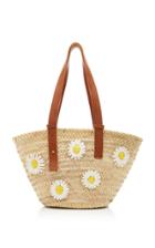 Poolside Essaouira Leather-trimmed Embroidered Straw Tote