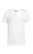 Balmain Button-trim Logo Cotton T-shirt