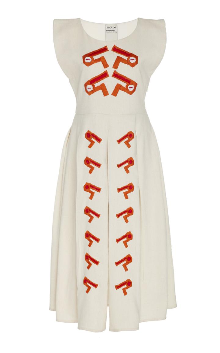 Escvdo Rita Alpaca Handwoven And Hand Embroidered Dress