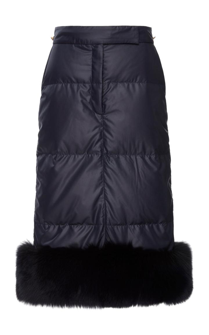 Thom Browne Fur Trimmed Puffer Midi Skirt