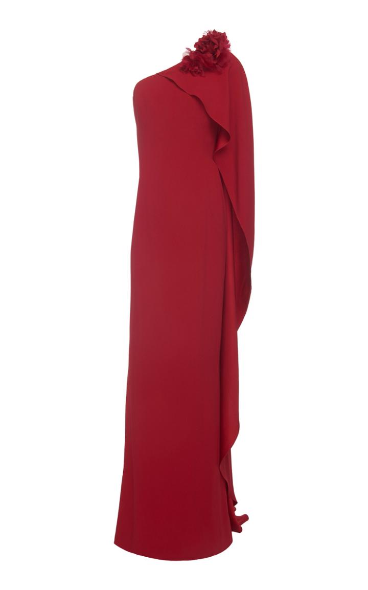 Marchesa One Shoulder Crepe Column Gown