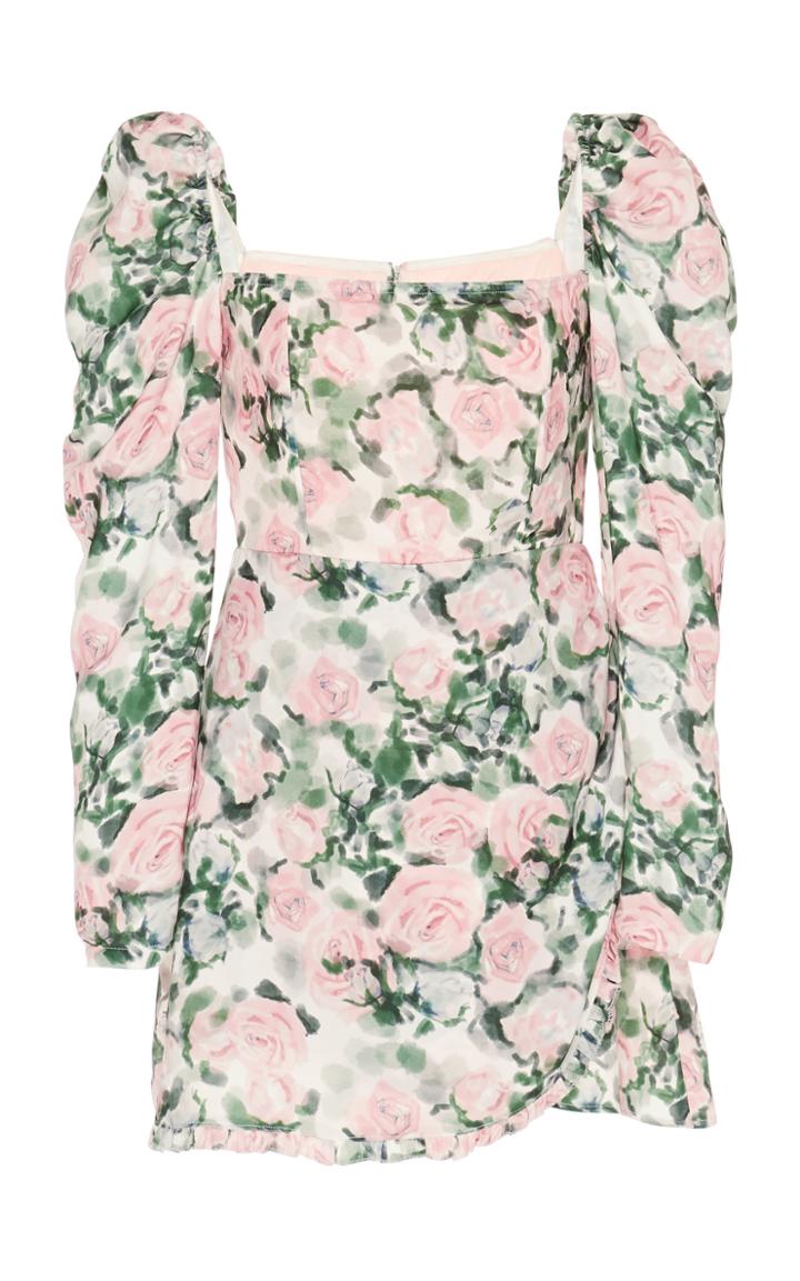 Atoir Contessa Wrap-effect Floral-print Sateen Mini Dress Size: Xs