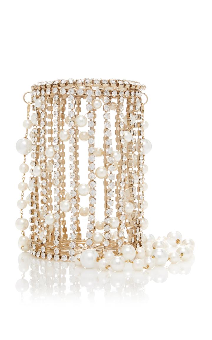 Rosantica Eda Crystal And Faux Pearl Gold-tone Bucket Bag