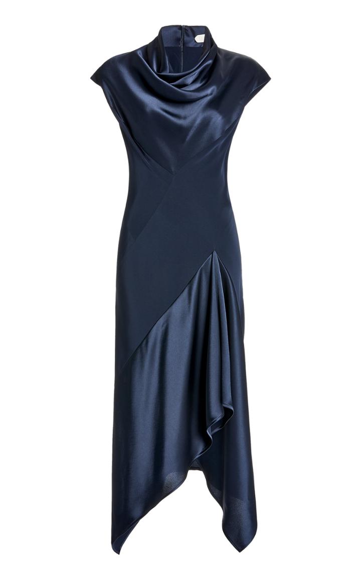 Moda Operandi Unttld Cybil Satin-detailed Crepe Cowl-neck Midi Dress