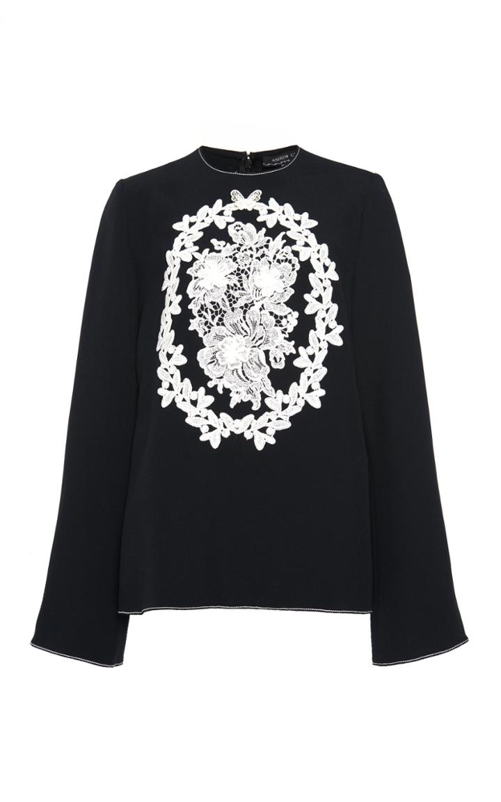 Andrew Gn Lace Embroidered Long Sleeve Shirt