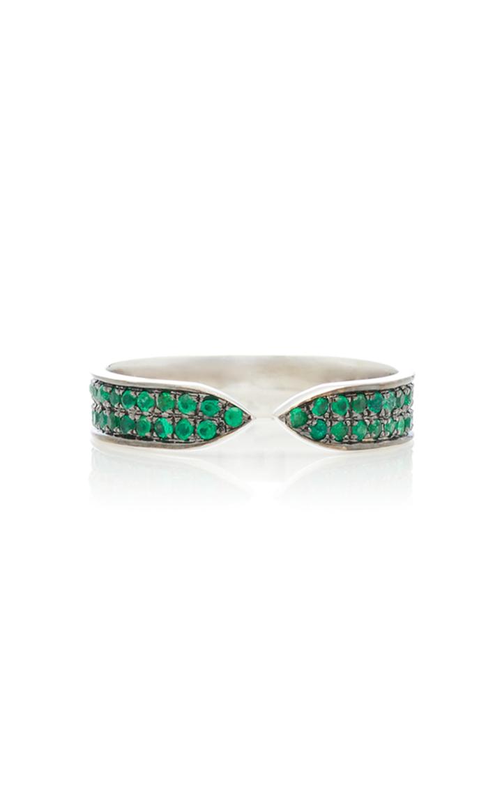 Ralph Masri 18kt White Gold Diamond And Emerald Ring