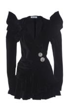 Attico Button-embellished Velvet Mini Dress