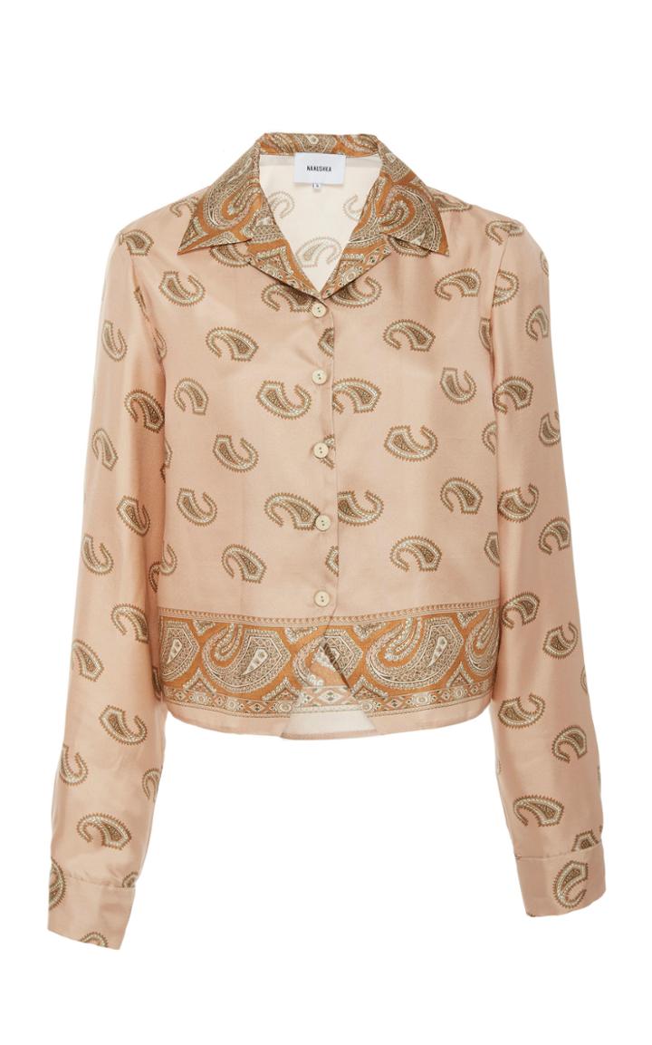Nanushka Mila Silk Collared Top