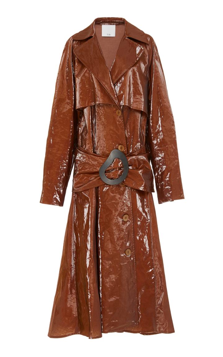 Tibi Glossy Vinyl Trench Coat