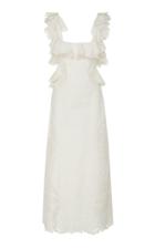 Zimmermann Cutout Ruffled Silk-blend Midi Dress