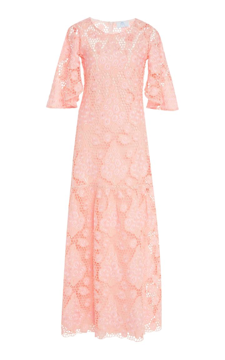 Rebecca De Ravenel Indoor Flutter Embroidered Lace Dress