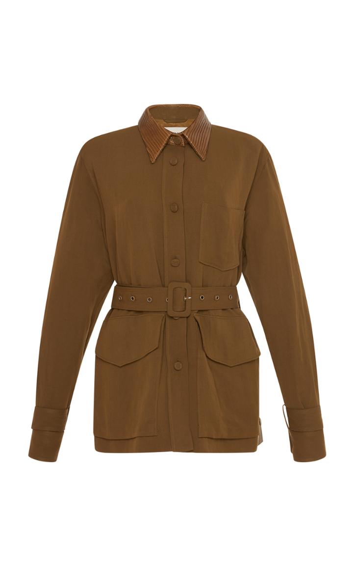 Roberto Cavalli Button Down Leather Detail Jacket