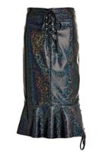 Moda Operandi Saks Potts Poison Lace-up Metallic Stretch Jersey Midi Skirt