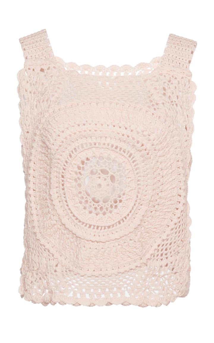 Alberta Ferretti Eyelet Cotton Knit Top