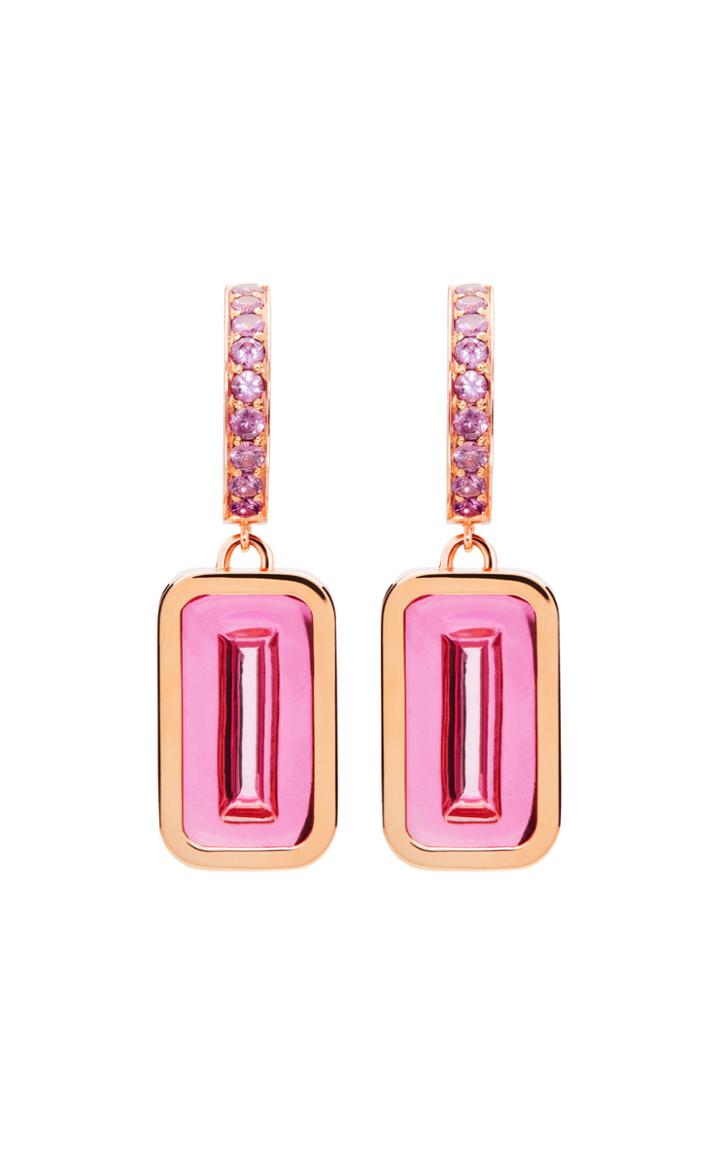 Alina Abegg Pfefferminz Rubellite, Sapphire 14k Rose Gold Hoop Earring