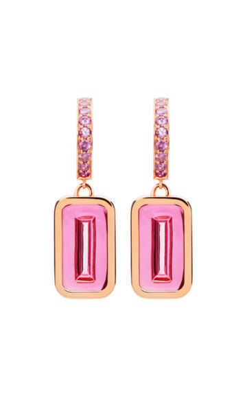 Alina Abegg Pfefferminz Rubellite, Sapphire 14k Rose Gold Hoop Earring