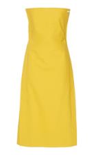 Pushbutton Strapless Cotton Rectangle Dress