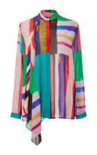 Etro Paintbrush Chiffon Ruffle Blouse