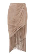 Sally Lapointe Suede Fringe Pencil Skirt