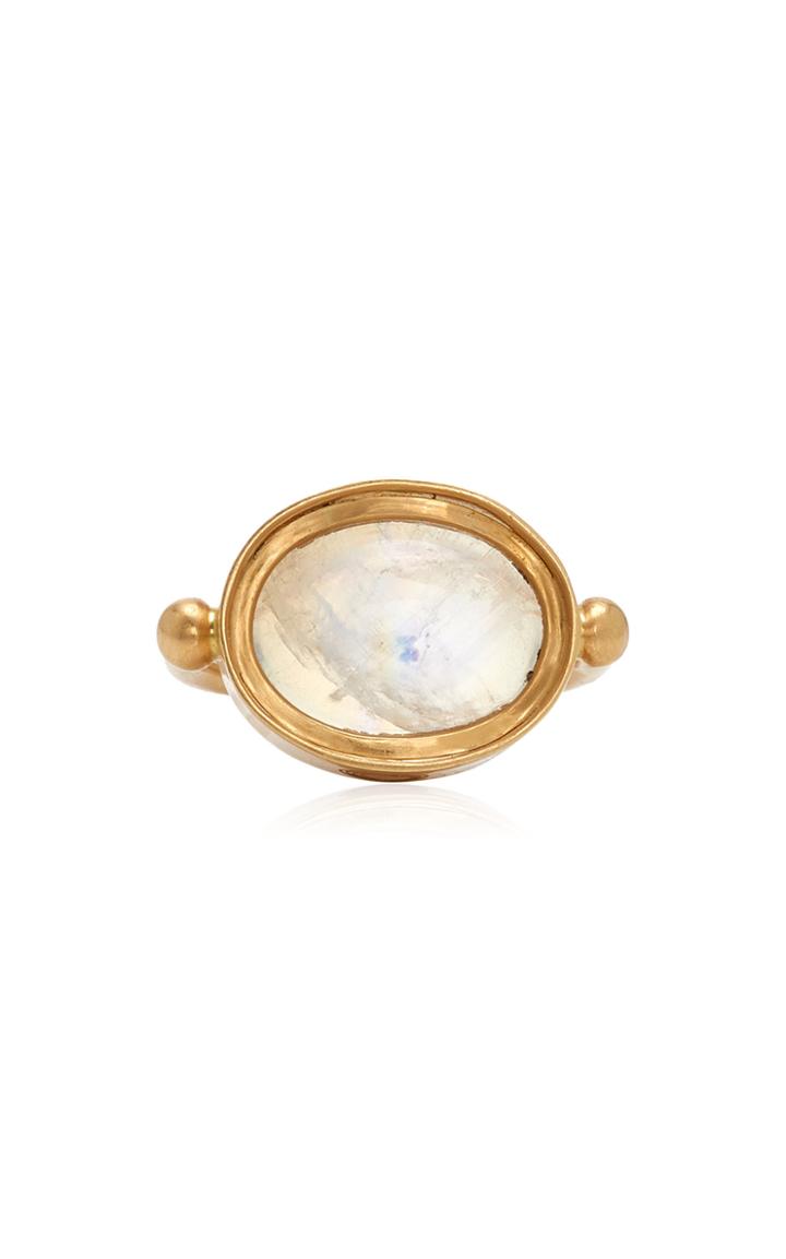Moda Operandi Ouroboros 18k Gold Square Moonstone Ring
