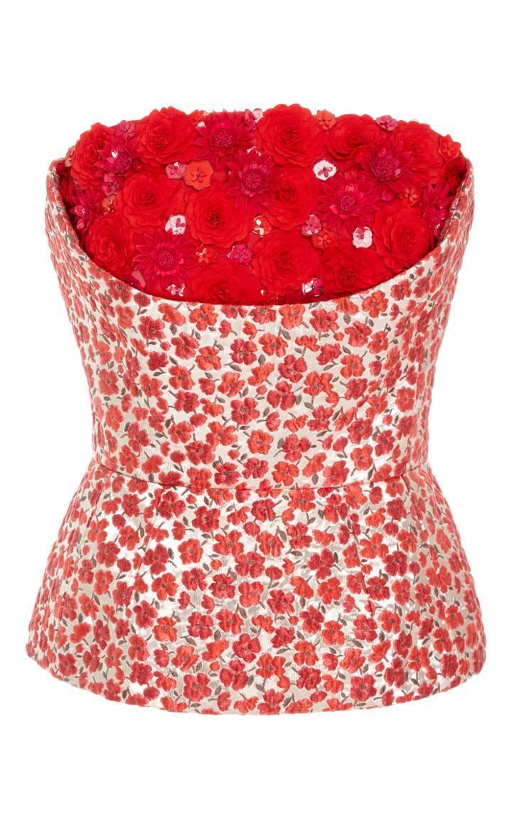 Oscar De La Renta Strapless Floral Top