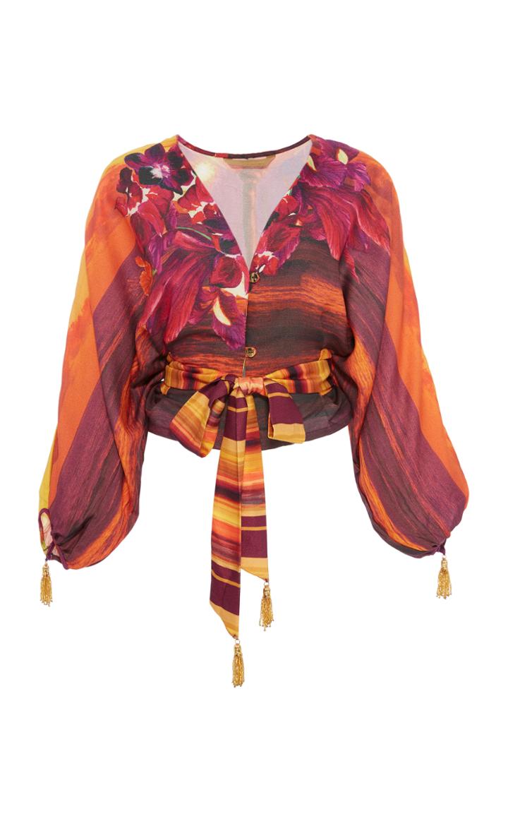 Agua De Coco Oversized Tie Blouse