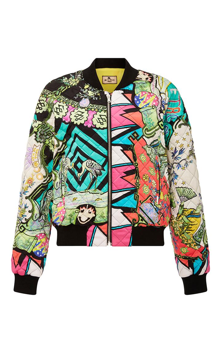 Etro Arcade Silk Quilted Bomber Jacket