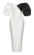 Rasario Black And White Midi Dress