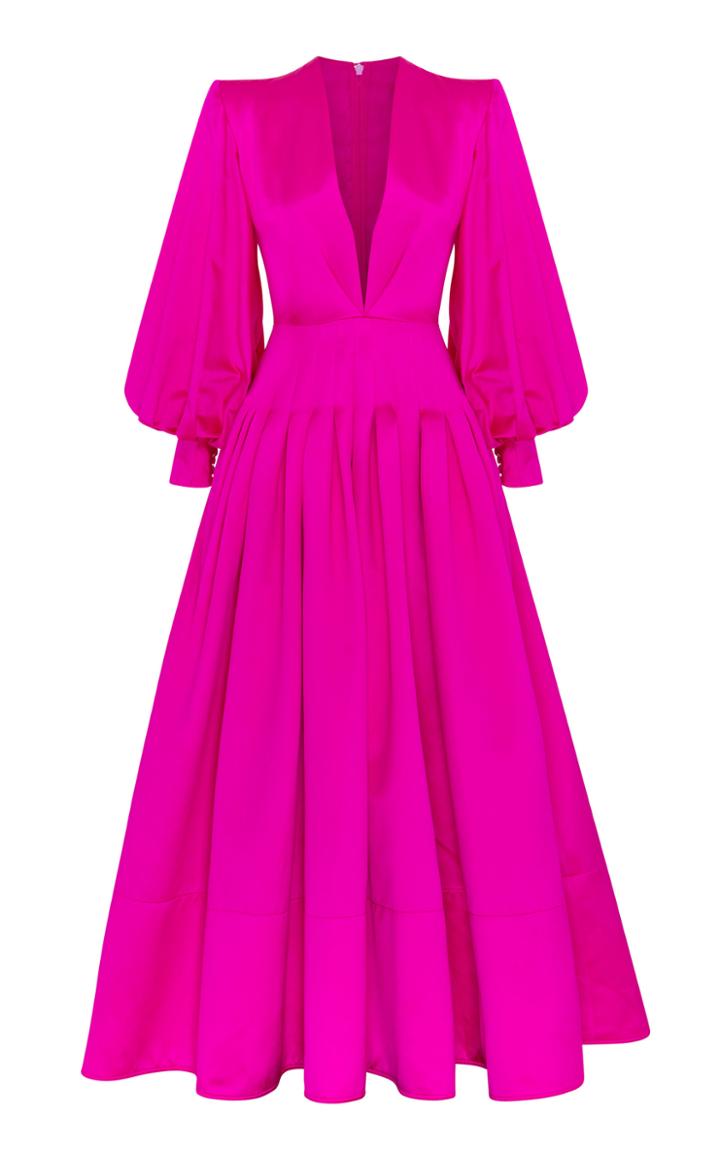 Moda Operandi Alex Perry Dale Duchess Silk Satin Balloon Sleeve Ballerina Dress