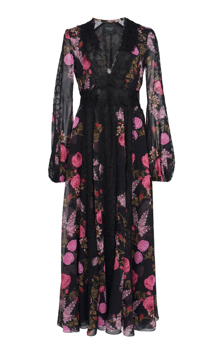 Giambattista Valli Floral Printed Silk Chiffon Maxi Dress