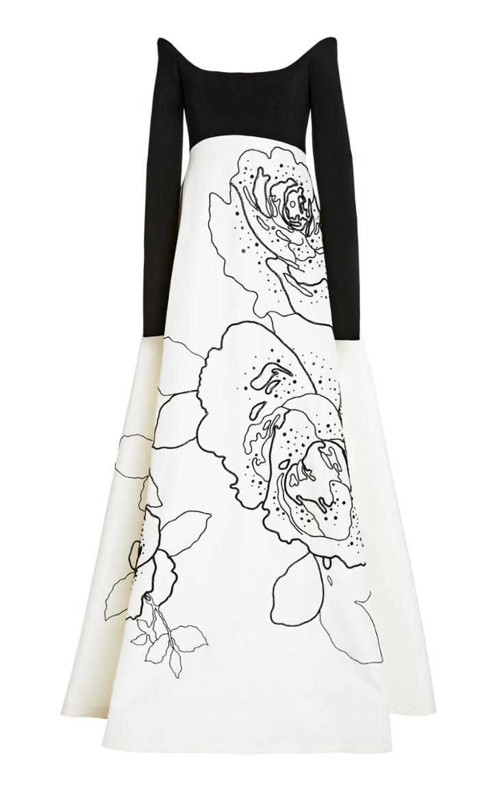 Moda Operandi Carolina Herrera Off-the-shoulder Silk Floral Jacquard Gown