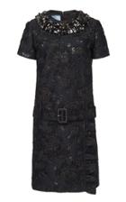 Prada Belted Embellished Brocade Mini Shift Dress