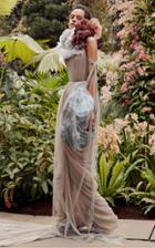 Vera Wang Aster Gathered French Tulle Gown