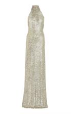Naeem Khan Sequined Turtleneck Halter Gown