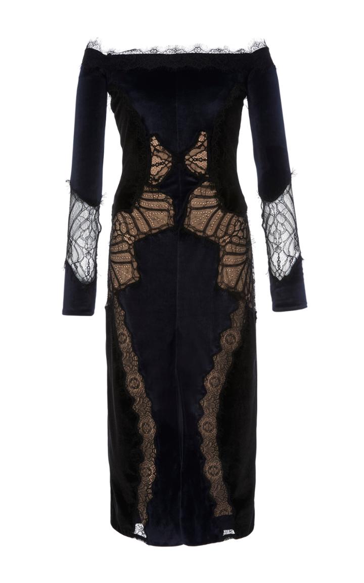 Jonathan Simkhai Off Shoulder Velvet Lace Dress