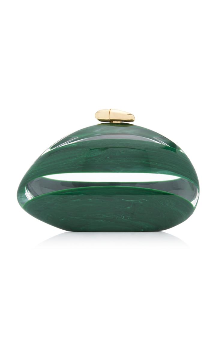 Benedetta Bruzziches Transparent And Green Mother Pearl Ariel Clutch