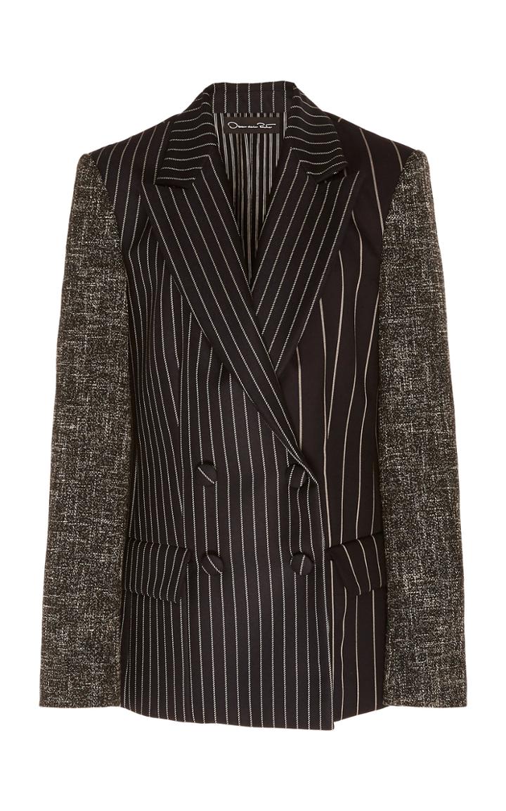 Oscar De La Renta Striped Wool And Mohair Blazer