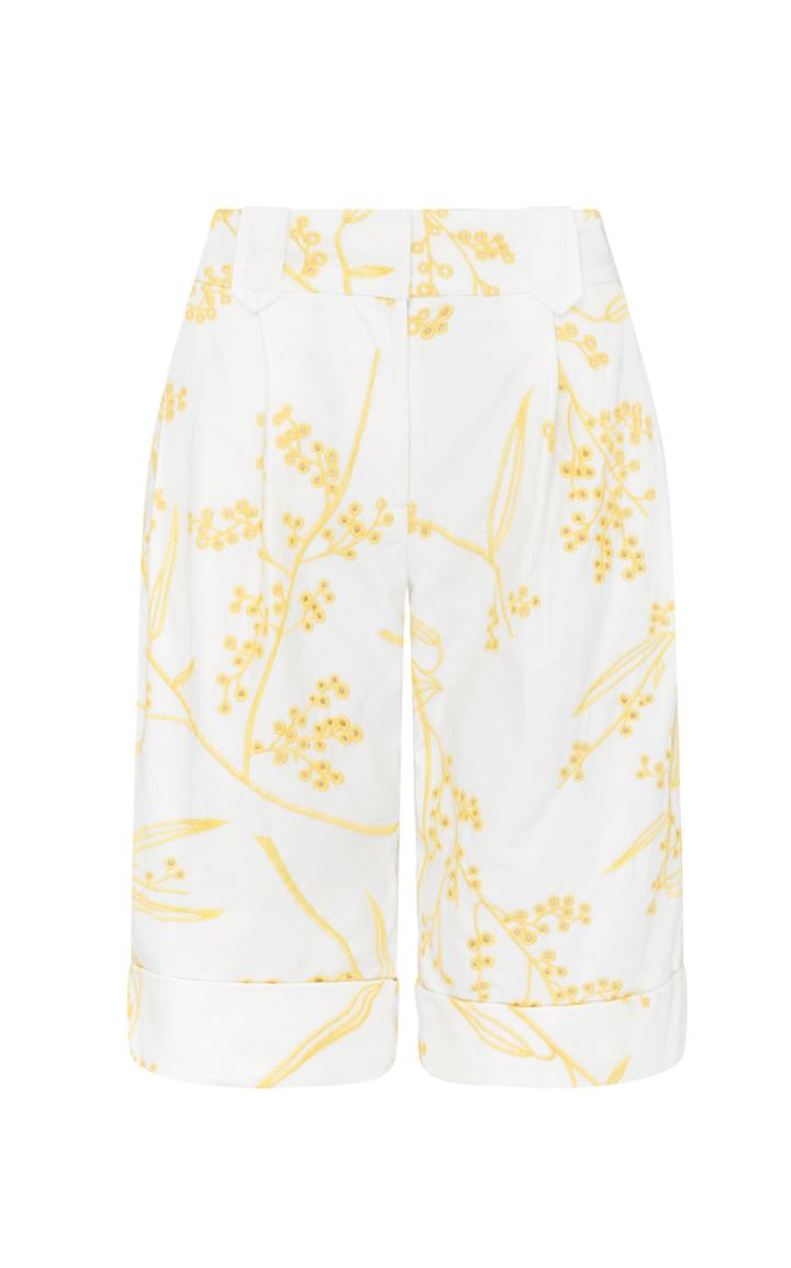 Aje Floral Knee-length Cotton Shorts