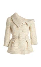 Moda Operandi Huishan Zhang Farrah Belted Tweed Off-the-shoulder Jacket