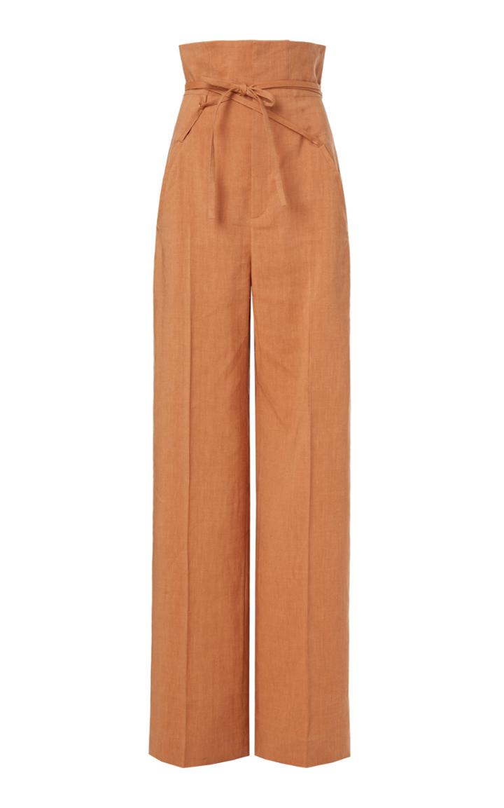 Moda Operandi Jacquemus Novio Belted High-rise Hemp-blend Wide-leg Pants