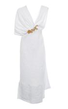 Miu Miu Asymmetric Embroidered Crepe Dress