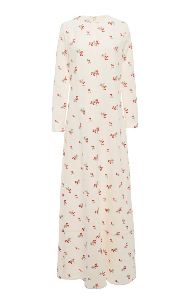 Co Embroidered Crepe De Chine Maxi Dress