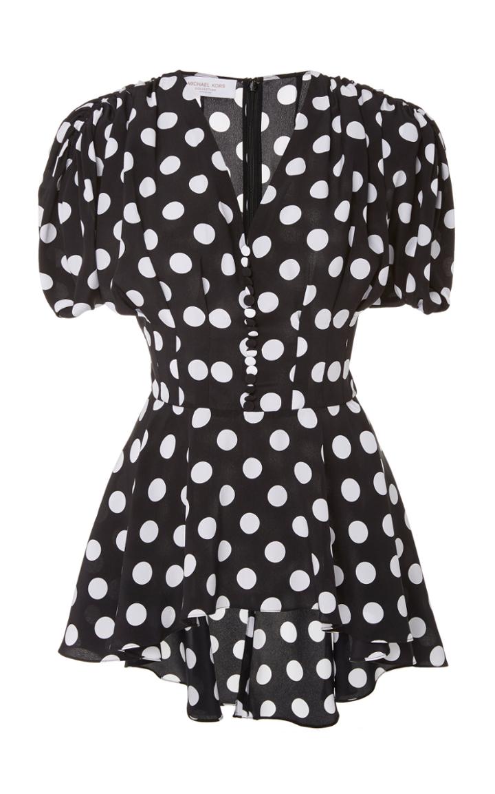 Michael Kors Collection Polka-dot Pleated Silk Tunic