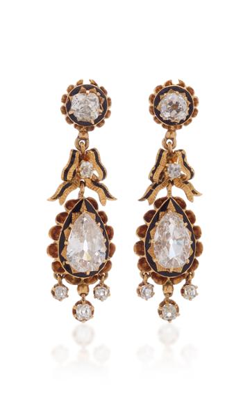 Keyamour Victorian 18k Gold Diamond And Enamel Earrings