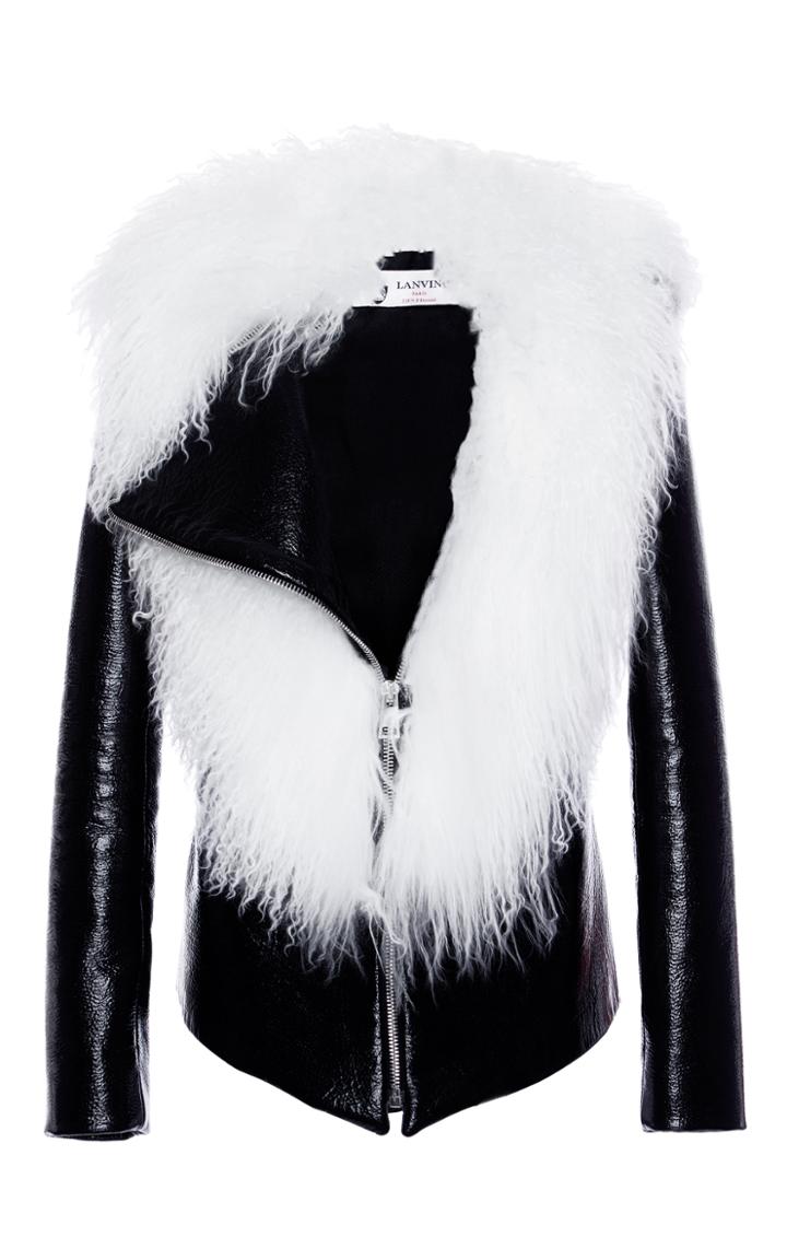 Lanvin Reindeer Leather Jacket With Asymmetrical Lapel