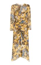 Moda Operandi Veronica Beard Raylee Ruched Floral Silk-blend Midi Dress